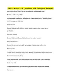 Supply Chain and Logistics Exam Questions with Solutions