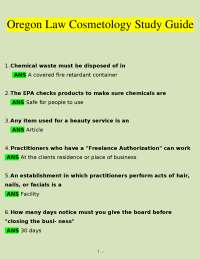 Oregon Law Cosmetology Exam Study Guide: Practice Questions and Answers