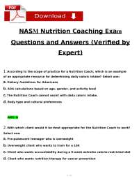 Nutrition Coaching Exam: Questions and Answers
