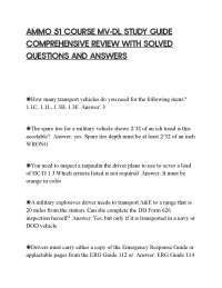 AMMO 51 COURSE MV-DL STUDY GUIDE COMPREHENSIVE REVIEW WITH SOLVED QUESTIONS AND ANSWERS