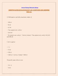 Genetics and Molecular Biology Lab: Questions and Answers