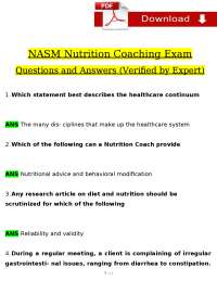 NASM Nutrition Coaching Exam: Questions and Answers