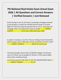 PSI National Real Estate Exam Questions and Answers 2026
