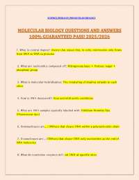Molecular Biology: Key Questions and Answers for Exam Preparation