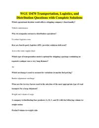Transportation, Logistics, and Distribution: Questions and Solutions