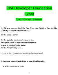 RPA Developer Foundation Exam: Questions and Answers