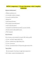 Inventory Management Exam Questions and Solutions