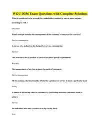 ITIL Exam Questions and Answers with Complete Solutions