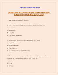 Molecular Biology and Genetics Exam Review Questions