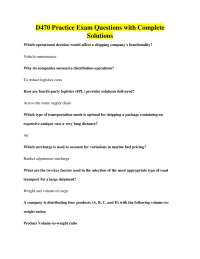 Supply Chain and Logistics Practice Exam Questions with Solutions