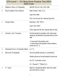 CFA Level 1 Practice Test: Key Formulas and Concepts 2024-2025