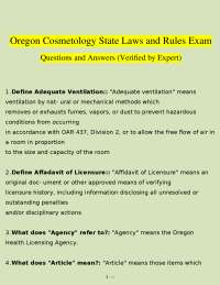 Oregon Cosmetology State Laws and Rules Exam: Q&A
