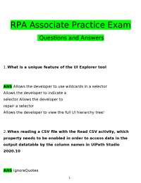 RPA Associate Practice Exam: Questions and Answers
