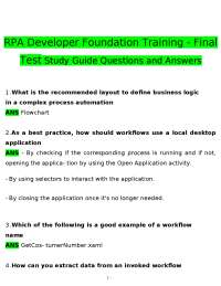 RPA Developer Foundation Training: Final Test Q&A Study Guide
