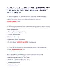 Final Estimates Exam Questions and Answers for Civil Engineering