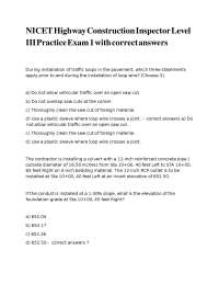 NICET Highway Construction Inspector Level III Practice Exam 1