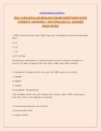 Molecular Biology Exam Questions with Correct Answers and Rationales
