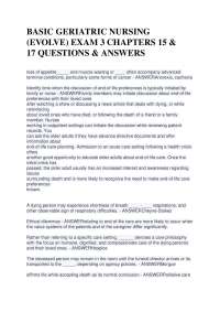 Geriatric Nursing Exam 3: Q&A on Chapters 15 & 17