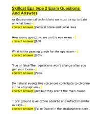 Skillcat Epa type 2 Exam Questions And Answers