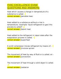 HVAC Excellence Exam: Questions and Answers for Certification