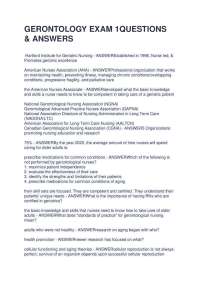 Gerontology Exam 1: Questions and Answers for Nursing Students