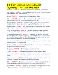 Social Psychology Exam Prep: Key Concepts and Definitions