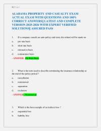 Alabama Property and Casualty Exam Questions and Answers 2025-2026