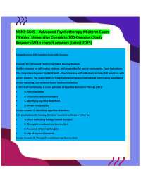 NRNP 6645 Advanced Psychotherapy Midterm Exam Study Resource