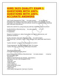 Quality Management Exam 1: Questions and Answers