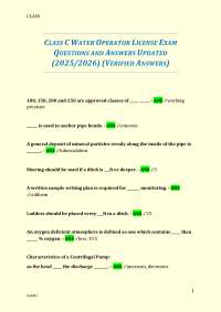 Class C Water Operator License Exam Questions and Answers (2025/2026)