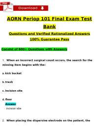AORN Periop 101 Final Exam: Questions and Answers for Perioperative Nurses