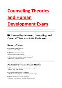 Counseling Theories and Human Development Exam Questions