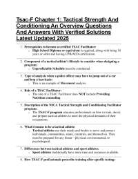 TSAC-F Chapter 1: Tactical Strength and Conditioning - Q&A with Verified Solutions