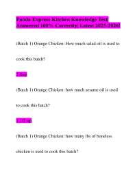 Panda Express Kitchen Knowledge Test| Answered 100% Correctly| Latest 2025-2026!