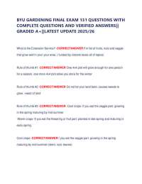 BYU Gardening Final Exam Questions and Answers