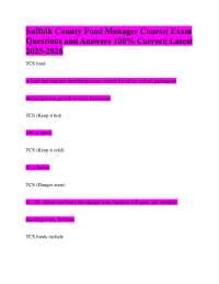 Food Safety Manager Exam Questions and Answers 2025-2026