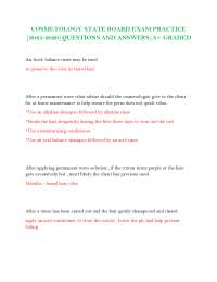 Cosmetology State Board Exam Practice Questions and Answers 2025-2026