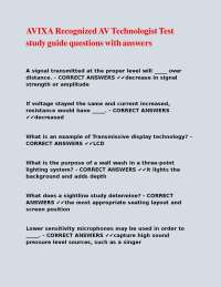 AVIXA Recognized AV Technologist Test study guide questions with answers.