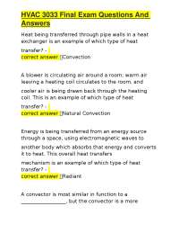 HVAC 3033 Final Exam: Questions and Answers