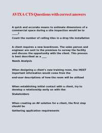 AVIXA CTS Certification Exam Questions with Answers