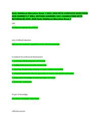 Early Childhood Education Exam 1: Questions and Answers