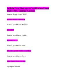 Suffolk Food Manager Certification Exam: Questions and Verified Answers
