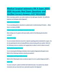 Medical-Surgical Telemetry RN Exam Questions and Answers 2025-2026