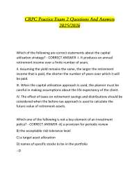 Financial Planning and Investment Quiz Questions with Answers