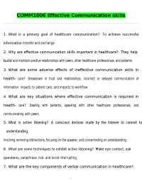 Effective Communication Skills: Q&A for Healthcare Professionals