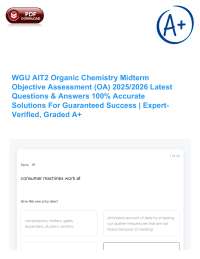 WGU AIT2 Organic Chemistry Midterm Objective Assessment (OA) 2025/2026 Latest Questions &