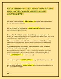 HEALTH ASSESSMENT – FINAL ACTUAL EXAM 2025 REAL EXAM 300 QUESTIONS AND CORRECT DETAILED