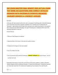 ENT Exam Questions and Answers 2025