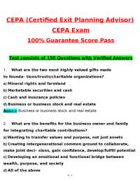 CEPA Exam Questions and Answers: Certified Exit Planning Advisor