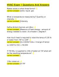 HVAC Exam 1: Questions and Answers for Test Preparation